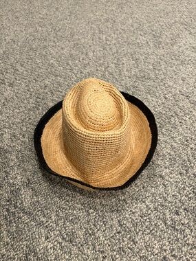 Madewell Natural Straw Sun Hat with Black Brim Edge